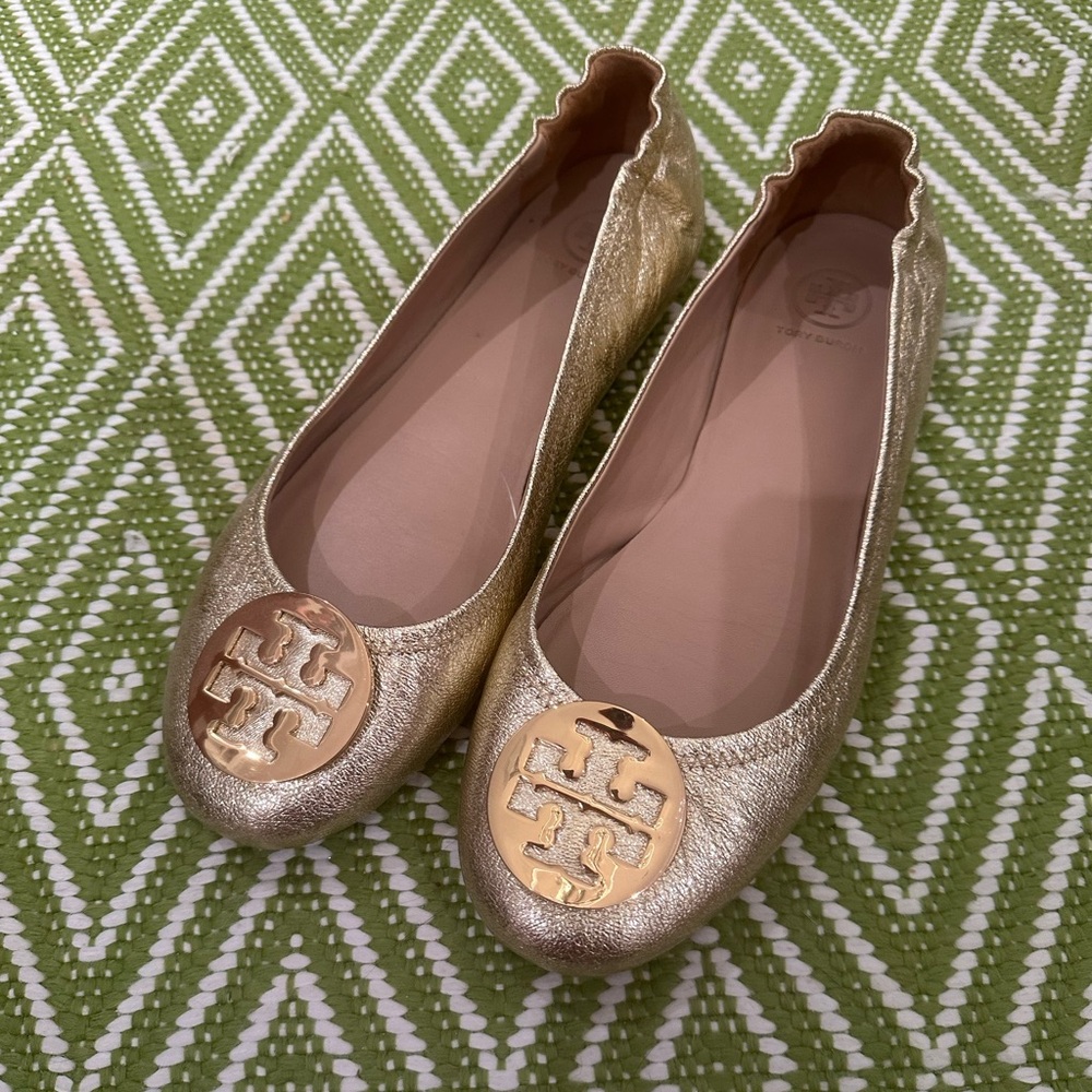 Tory Burch Rose Gold Ballet Flats - Like New
